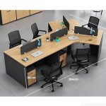 Cụm bàn làm việc 4+1 người LBV87.5 312x220 - Vân gỗ nhạt kết hợp Ghi