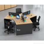 Cụm bàn làm việc 3 người LBV87.6 220x192 - Vân gỗ nhạt kết hợp Ghi