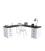 Bàn làm việc IKEA Chữ L 2 Tủ LBV89.01 120x120 - Trắng + Đen