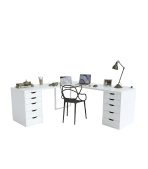 Bàn làm việc IKEA Chữ L 2 Tủ LBV89.19 120x120 - Trắng