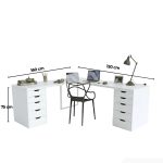Bàn làm việc IKEA Chữ L 2 Tủ LBV89.22 160x120 - Trắng