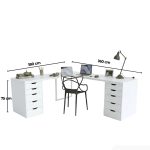 Bàn làm việc IKEA Chữ L 2 Tủ LBV89.24 180x160 - Trắng