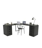 Bàn làm việc IKEA Chữ L 2 Tủ LBV89.25 120x120 - Đen