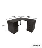 Bàn làm việc IKEA Chữ L 2 Tủ LBV89.27 140x140 - Đen
