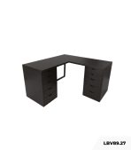 Bàn làm việc IKEA Chữ L 2 Tủ LBV89.27 140x140 - Đen