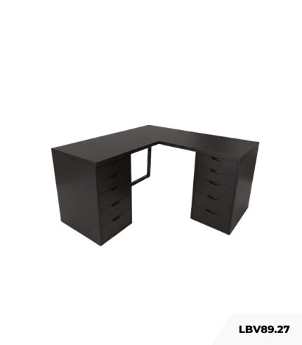Bàn làm việc IKEA Chữ L 2 Tủ LBV89.27 140x140 - Đen