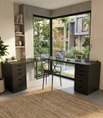 Bàn làm việc IKEA Chữ L 2 Tủ LBV89.25 120x120 - Đen