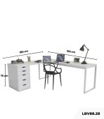 Bàn làm việc IKEA Chữ L 1 Tủ LBV88.28 160x120 - Trắng