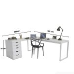 Bàn làm việc IKEA Chữ L 1 Tủ LBV88.28 160x120 - Trắng