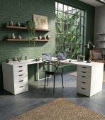 Bàn làm việc IKEA Chữ L 2 Tủ LBV89.19 120x120 - Trắng