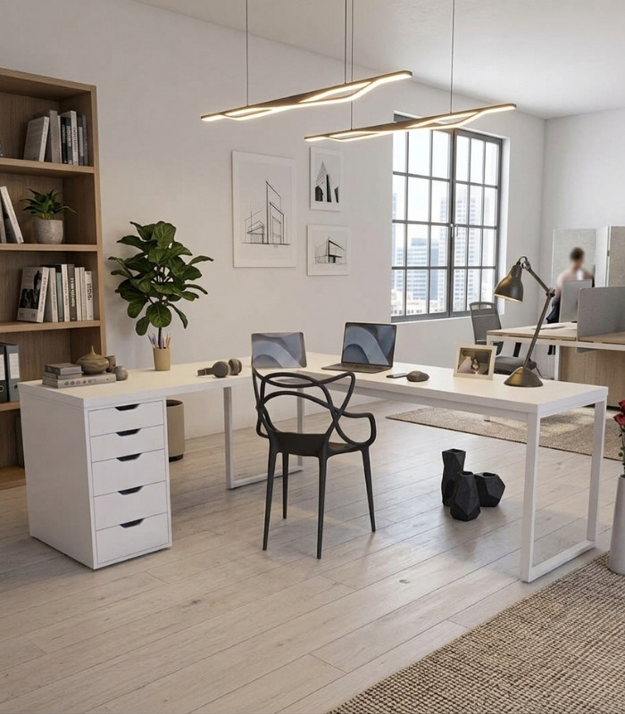 Bàn làm việc IKEA Chữ L 1 Tủ LBV88.28 160x120 - Trắng