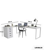 Bàn làm việc IKEA Chữ L 1 Tủ LBV88.30 180x160 - Trắng