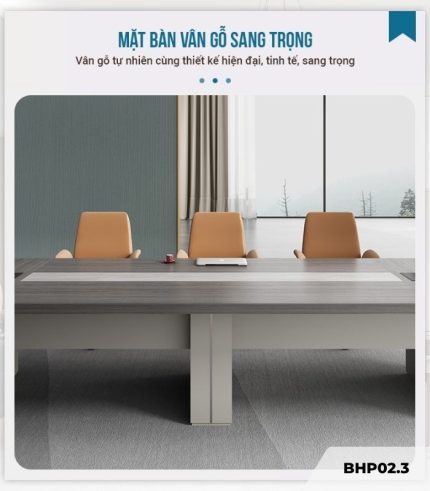 Bàn họp BHP02.3 600x180 - Vân gỗ kết hợp Ghi nhạt
