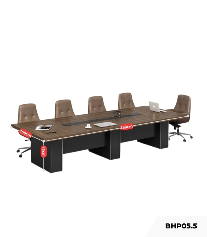 Bàn họp BHP05.5 480x150 - Vân gỗ đậm