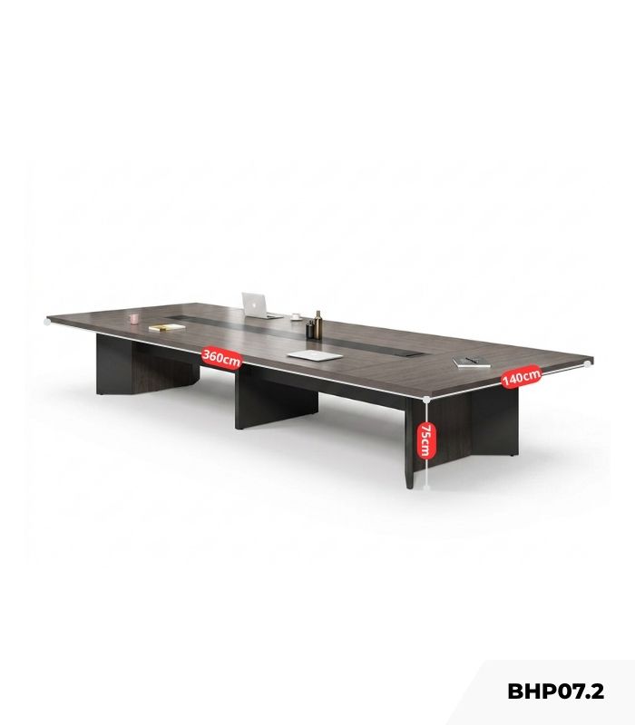 Bàn họp BHP07.2 360x140 - Vân gỗ kết hợp Đen
