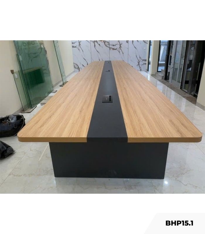 Bàn họp BHP15.1 240x120 - Vân gỗ nhạt kết hợp Đen