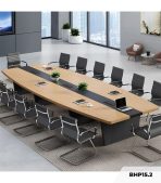 Bàn họp BHP15.2 360x140 - Vân gỗ nhạt kết hợp Đen