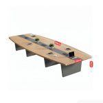 Bàn họp BHP15.6 600x150 - Vân gỗ nhạt kết hợp Đen