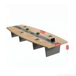 Bàn họp BHP15.6 600x150 - Vân gỗ nhạt kết hợp Đen
