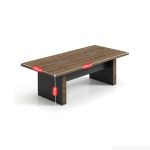 Bàn họp BHP17.1 240x120 - Vân gỗ đậm kết hợp Ghi