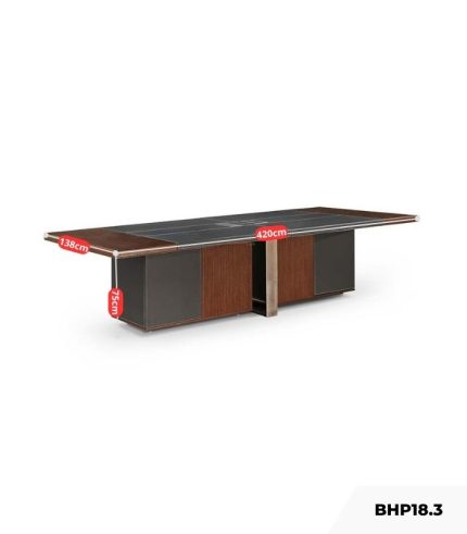 Bàn họp BHP18.3 420x138 - Vân gỗ đậm kết hợp Ghi