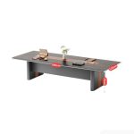 Bàn họp BHP19.1 240x120 - Vân gỗ đậm kết hợp Ghi đậm