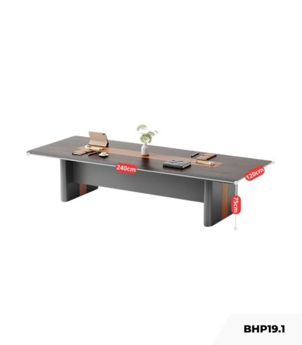 Bàn họp BHP19.1 240x120 - Vân gỗ đậm kết hợp Ghi đậm