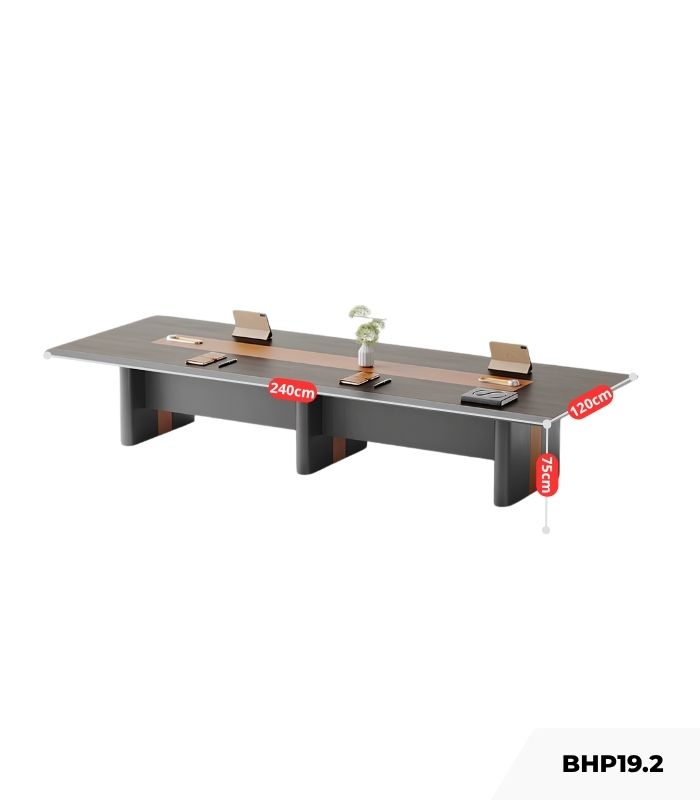 Bàn họp BHP19.2 360x140 - Vân gỗ đậm kết hợp Ghi đậm