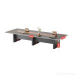 Bàn họp BHP19.3 450x140 - Vân gỗ đậm kết hợp Ghi đậm
