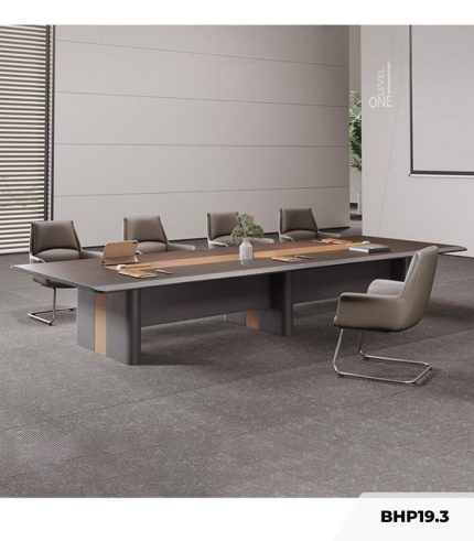 Bàn họp BHP19.3 450x140 - Vân gỗ đậm kết hợp Ghi đậm