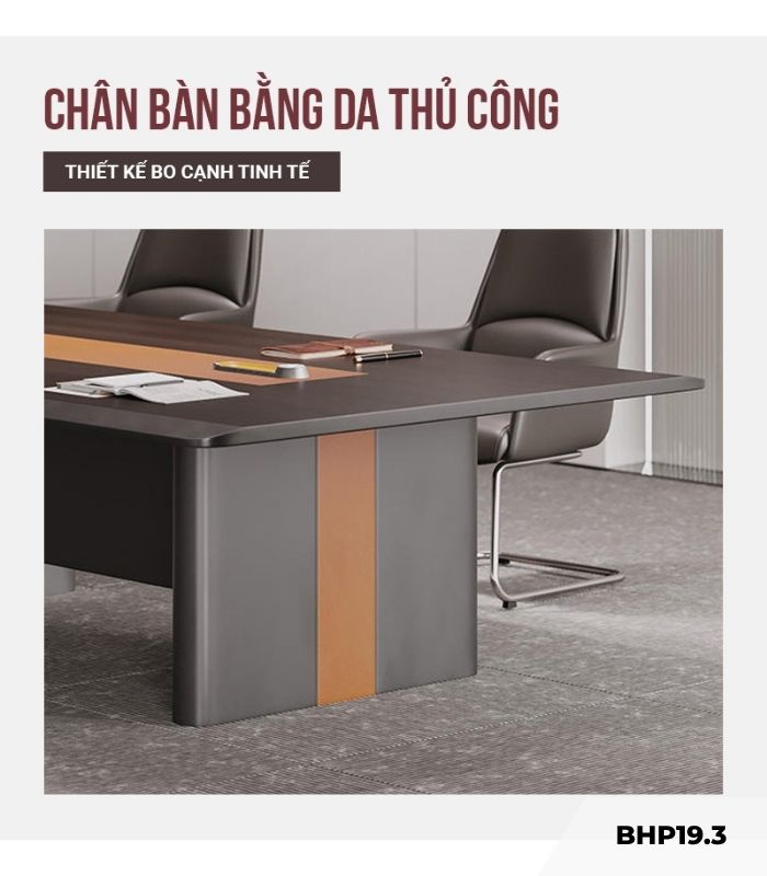 Bàn họp BHP19.3 450x140 - Vân gỗ đậm kết hợp Ghi đậm