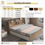 Giường gỗ GNG01.4 180x200 - Vân gỗ nhạt - Ảnh 5