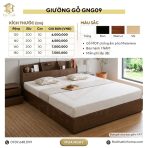 Giường gỗ GNG09.2 140x200 - Vân gỗ đậm - Ảnh 4