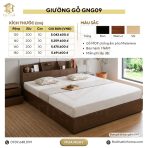 Giường gỗ GNG09.3 160x200 - Vân gỗ đậm