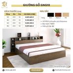 Giường gỗ GNG10.2 140x200 - Vân gỗ đậm - Ảnh 4