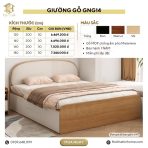 Giường gỗ GNG14.2 140x200 - Vân gỗ nhạt kết hợp Trắng - Ảnh 3