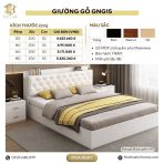 Giường gỗ GNG15.3 160x200 - Trắng - Ảnh 3