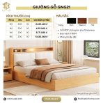 Giường gỗ GNG21.4 180x200 - Vân gỗ nhạt - Ảnh 3