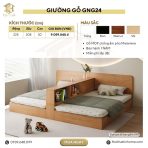 Giường gỗ GNG24.1 225x208 - Vân gỗ đậm - Ảnh 6