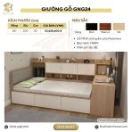 Giường gỗ GNG25.1 120x200 - Vân gỗ nhạt - Ảnh 3