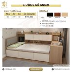 Giường gỗ GNG25.1 120x200 - Vân gỗ nhạt