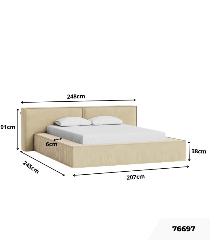 Giường Clifton Nhung 200 Danel Beige