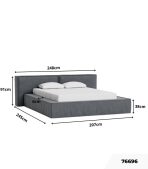 Giường Clifton Nhung 200 Danel Grafit