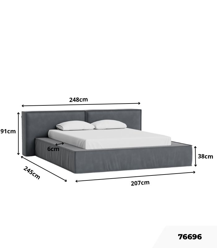 Giường Clifton Nhung 200 Danel Grafit