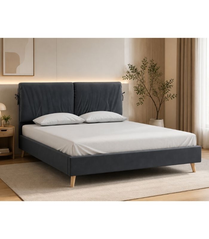 Giường Siteno Nhung 140 Danel Grafit