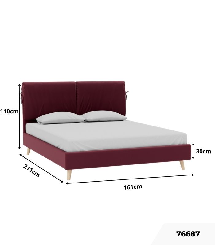 Giường Siteno Nhung 140 Ultra Berry