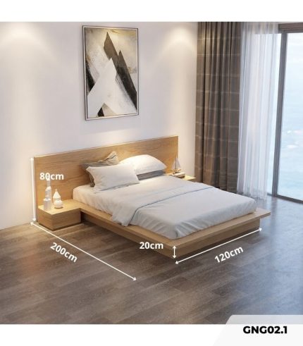 Giường bay gỗ GNG08.1 120x200 - Vân gỗ nhạt