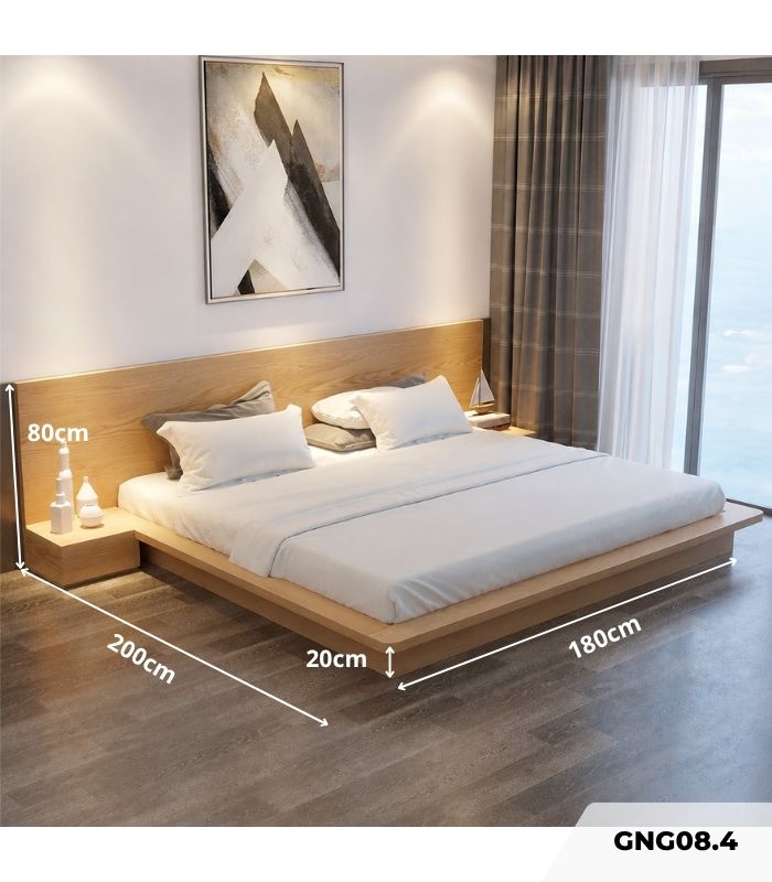 Giường bay gỗ GNG08.4 180x200 - Vân gỗ nhạt