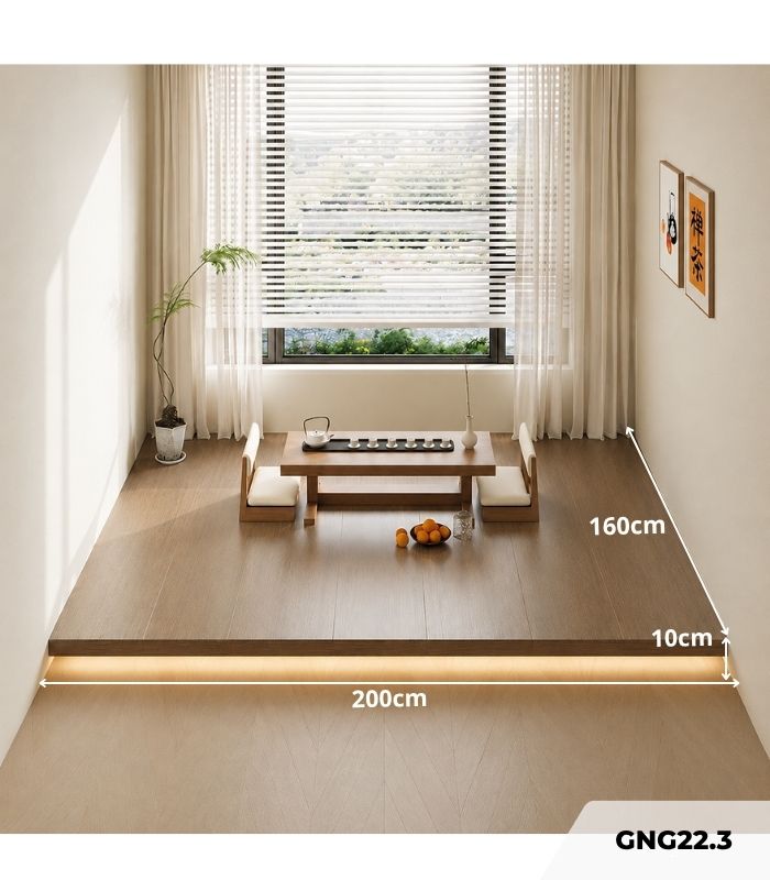 Giường bục gỗ GNG22.3 160x200 - Vân gỗ đậm