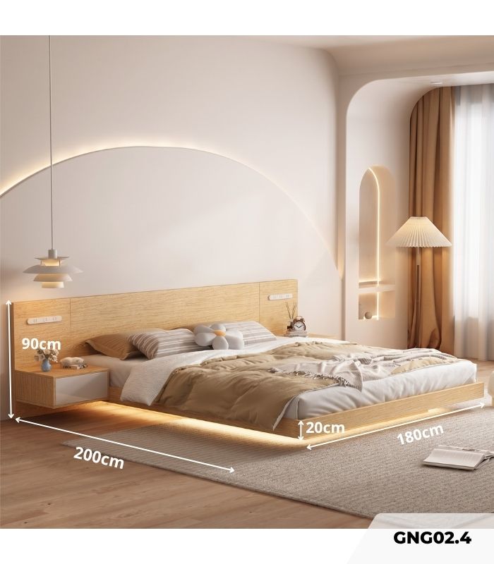 Giường bay gỗ GNG02.4 180x200 - Vân gỗ nhạt